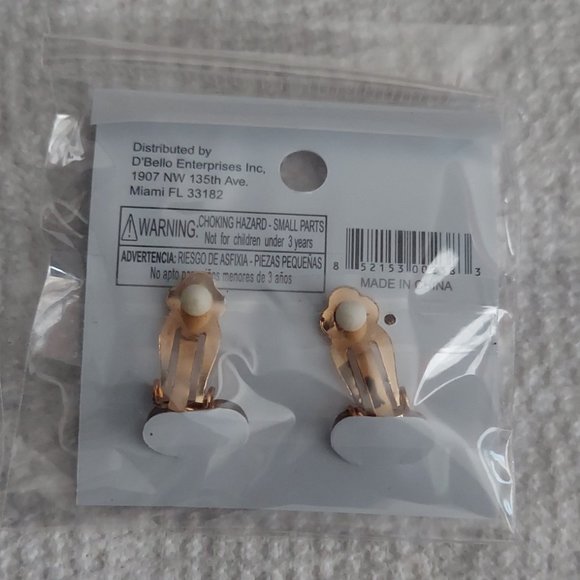 Gold Tone Rhinestone Clip-On Earrings - Picture 2 of 6